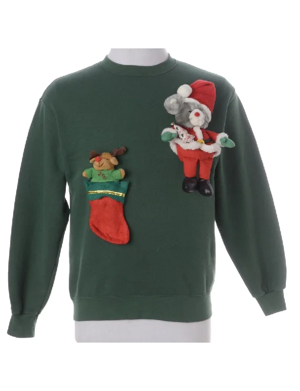 Label Novelty Christmas Sweatshirt Hoodie with Monochrome Minimalist Simple