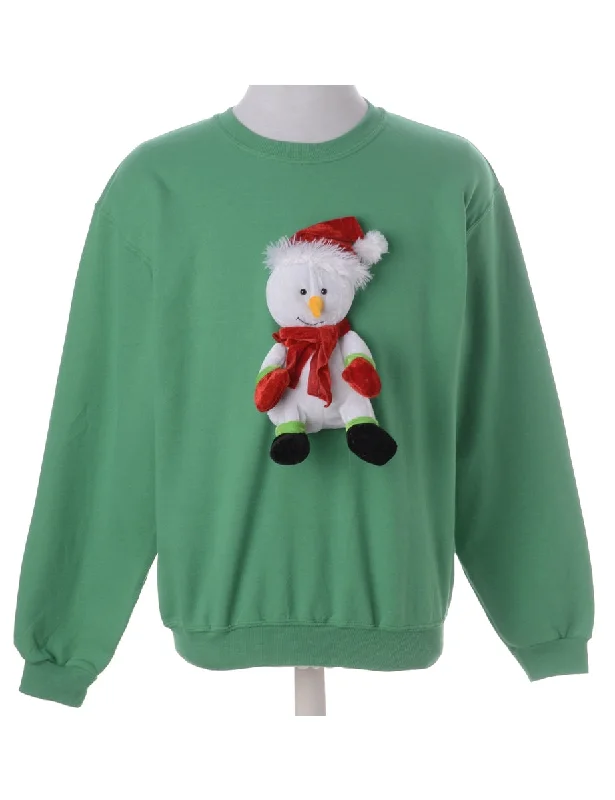 Label Novelty Christmas Sweatshirt Hoodie with Set-In Sleeves Structured Classic