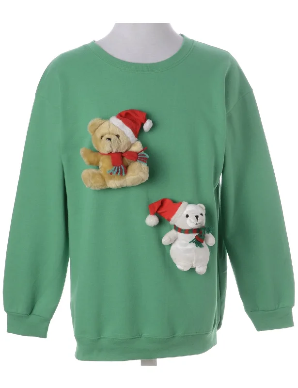 Label Novelty Christmas Sweatshirt Hoodie with Ribbed Neckline Snug Warm