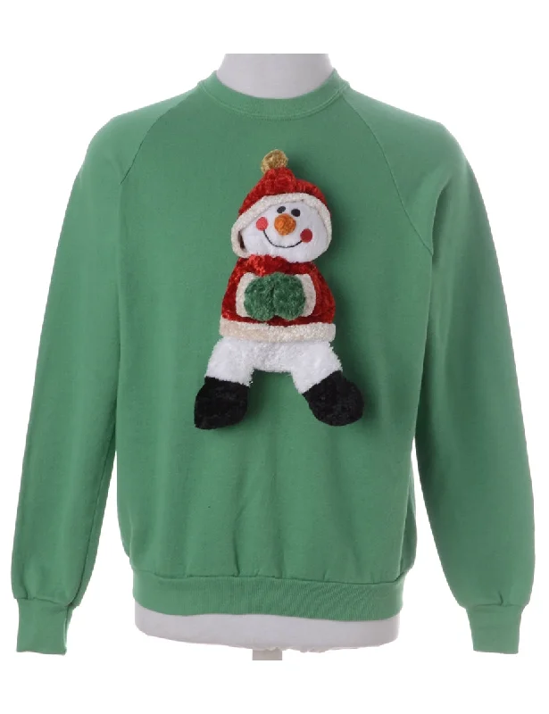 Label Novelty Christmas Sweatshirt Hoodie with Half-Zip Sporty Casual