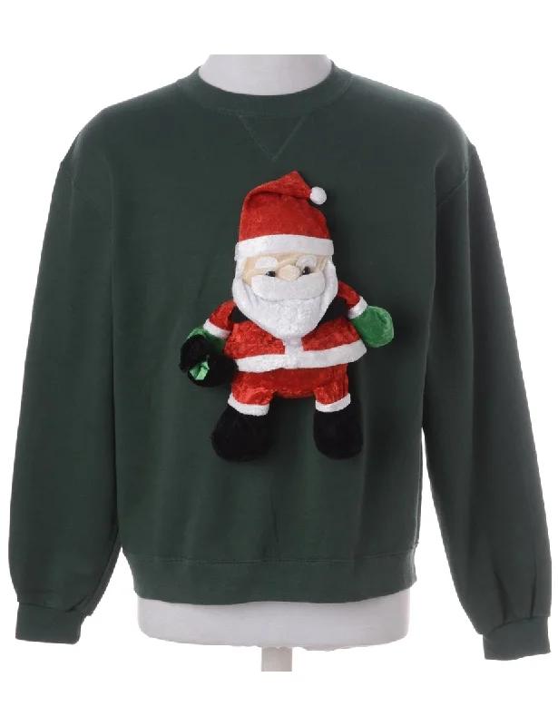 Label Novelty Christmas Sweatshirt Hoodie with Tied Waist Feminine Flattering