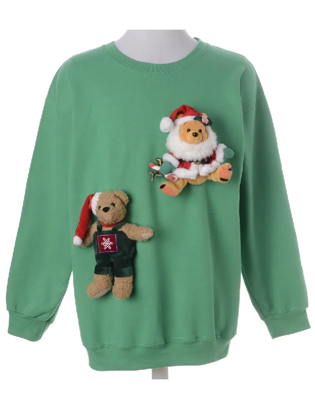 Label Novelty Christmas Sweatshirt Hoodie with Hem Lace Feminine Delicate