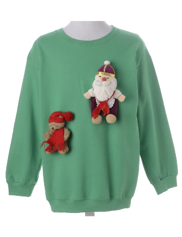 Label Novelty Christmas Sweatshirt Hoodie with Relaxed Fit Easy Casual