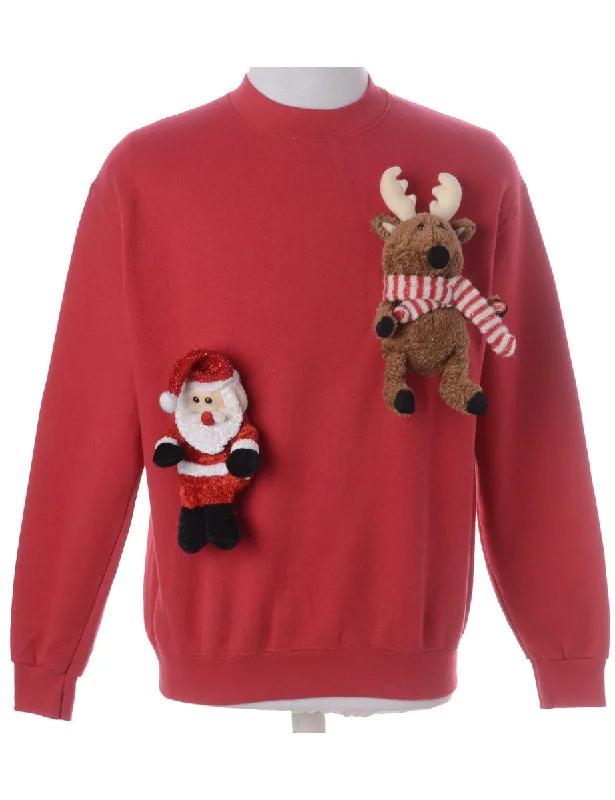 Label Novelty Christmas Sweatshirt Hoodie with Ribbed Hem Stretchable Secure