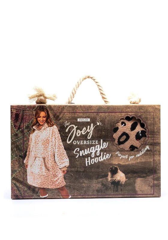 Brandwell Portland The Joey Oversized Snuggle Hoodie, Natural Leopard Hoodie with Puffed Sleeves Voluminous Trendy Brandwell Portland The Joey Oversized Snuggle Hoodie, Natural Leopard Hoodie with Puffed Sleeves Voluminous Trendy