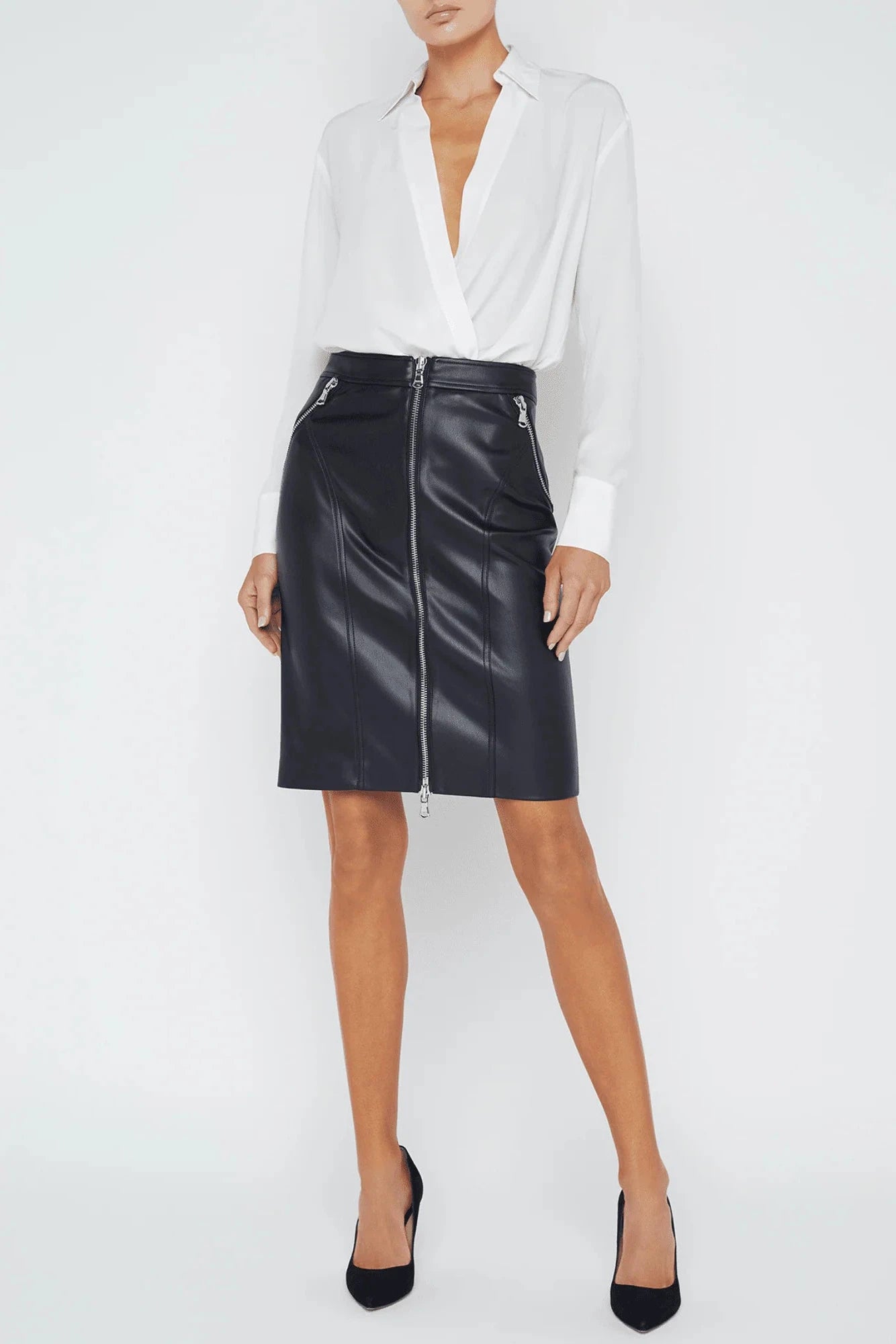 L'AGENCE AMBROSE ZIPPER PENCIL SKIRT IN BLACK summer skirt style