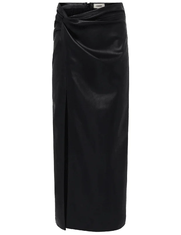 L'Agence Lilou Vegan Leather Twist Front Skirt belted skirt waist
