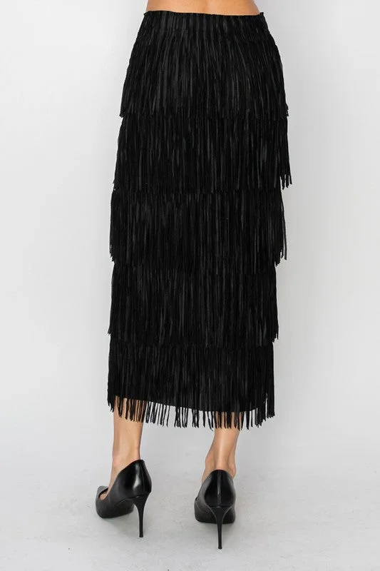 Layered Fringe Skirt modal blend skirt
