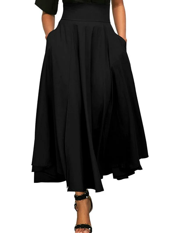 Long Skirt With Pocket High Quality Solid Ankle-Length high waist skirt