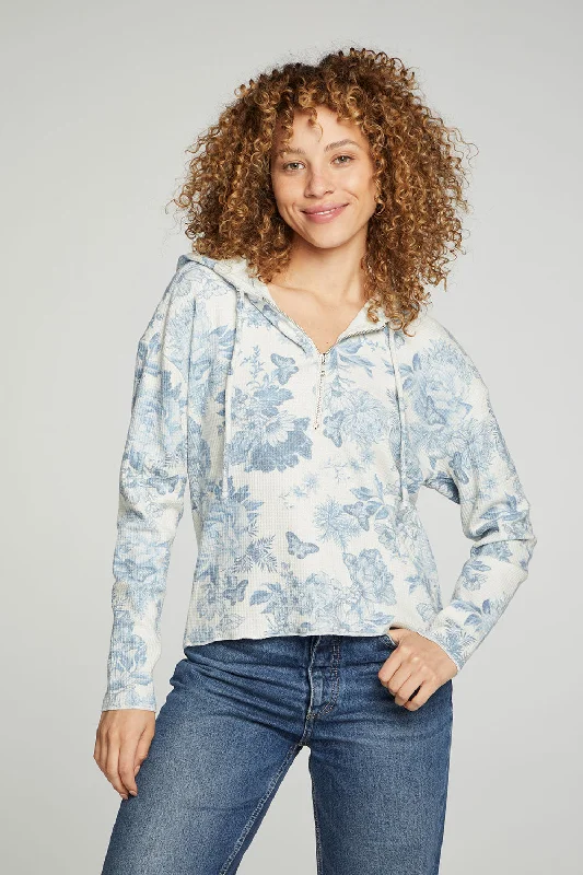 Long Sleeve Semi Cropped Zip Front Hoodie Hoodie with V-Neck Classic Versatile