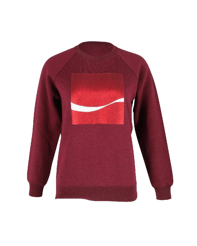 Marc Jacobs Coca-Cola Motif Sweatshirt in Burgundy Tencel Hoodie with Reflective Safety Nightwear Marc Jacobs Coca-Cola Motif Sweatshirt in Burgundy Tencel Hoodie with Reflective Safety Nightwear