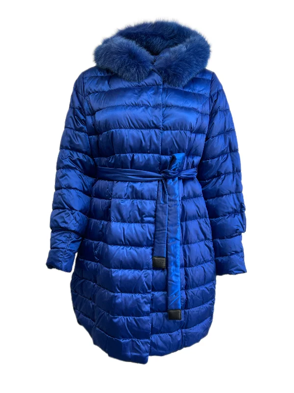 Marina Rinaldi Women's Blue Atlantico Hooded Down Coat Size 12W/21 NWT Hoodie with Typography Text Message Marina Rinaldi Women's Blue Atlantico Hooded Down Coat Size 12W/21 NWT Hoodie with Typography Text Message