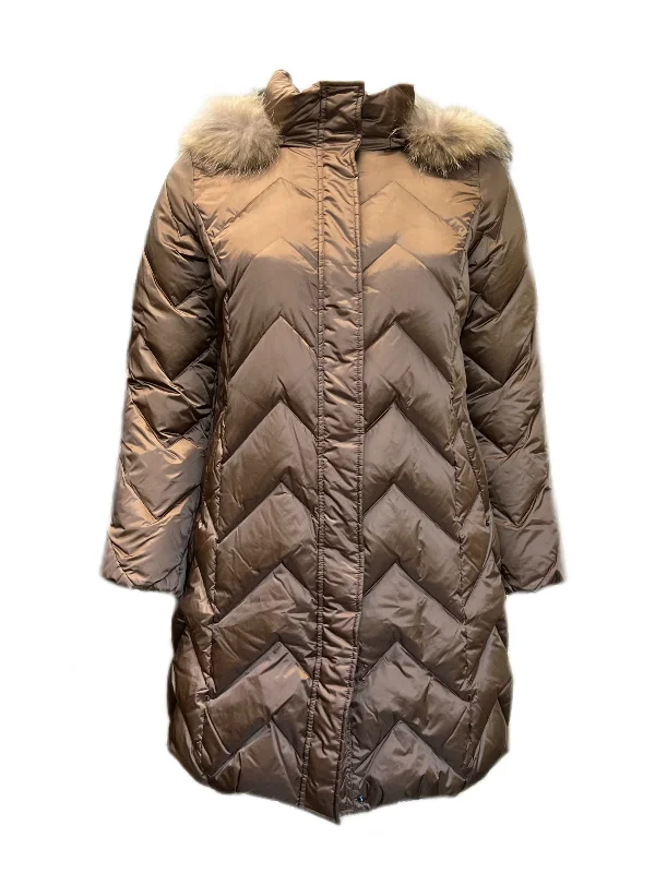 Marina Rinaldi Women's Brown Pandoro Hooded Down Coat NWT Hoodie with Thumb Holes Functional Cozy Marina Rinaldi Women's Brown Pandoro Hooded Down Coat NWT Hoodie with Thumb Holes Functional Cozy