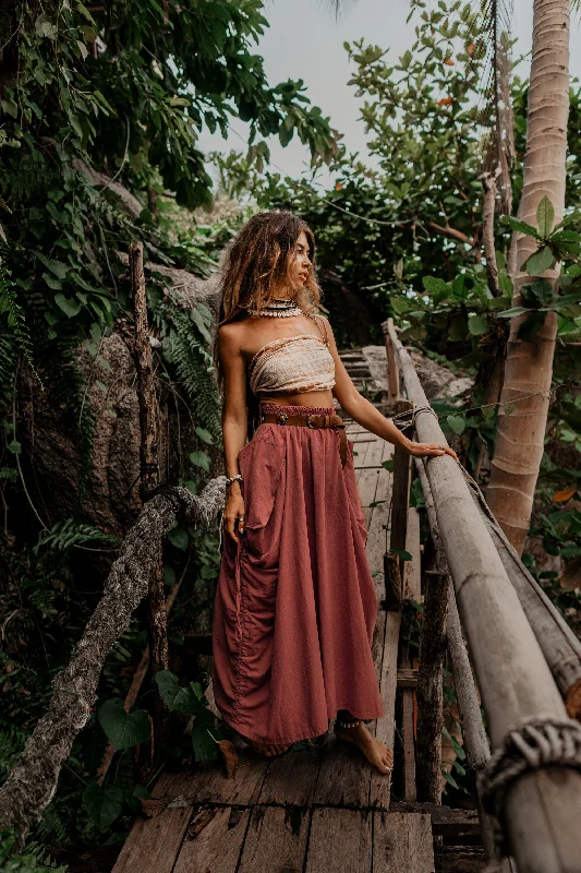 Maxi Skirt Alaina Rust silk skirt lustrous