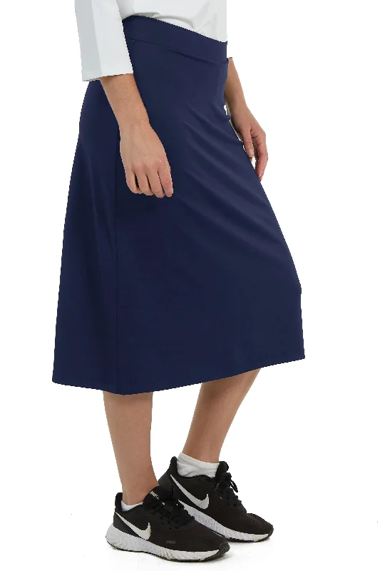 Midi Basic Skort 26"-Navy midi skirt versatile