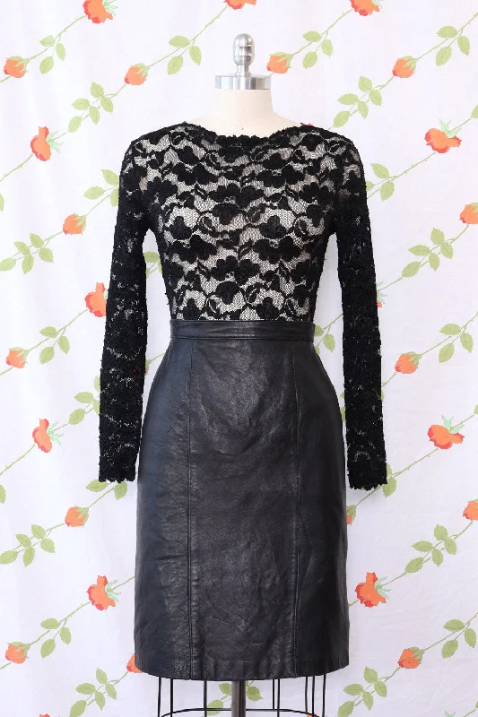 Nappa Leather Straight Skirt M/L zip skirt side
