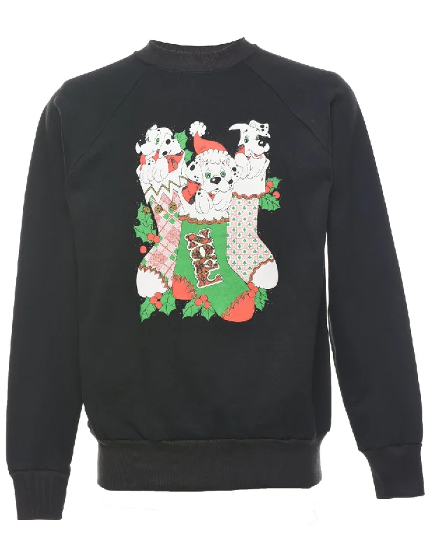 Noel Animal Design Christmas Sweatshirt - M Hoodie with Contrast Stitching Detailed Premium Noel Animal Design Christmas Sweatshirt - M Hoodie with Contrast Stitching Detailed Premium