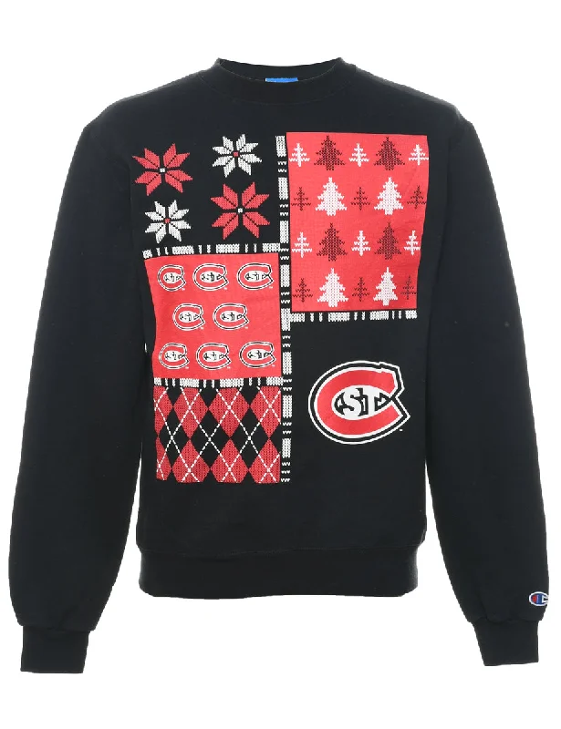 Nordic Christmas Sweatshirt - S Hoodie with High Neck Warm Protective