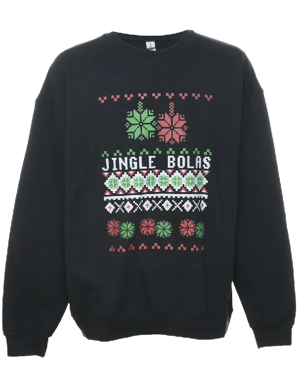 Nordic Christmas Sweatshirt - XL Cotton Hoodie Fleece Lining Warmth