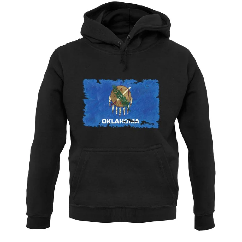 Oklahoma Grunge Style Flag Unisex Hoodie Hoodie with Ribbed Cuffs Snug Fit Comfort