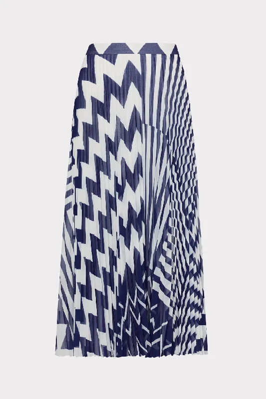 Otha Patchwork Chevron Pleated Skirt patchwork skirt art