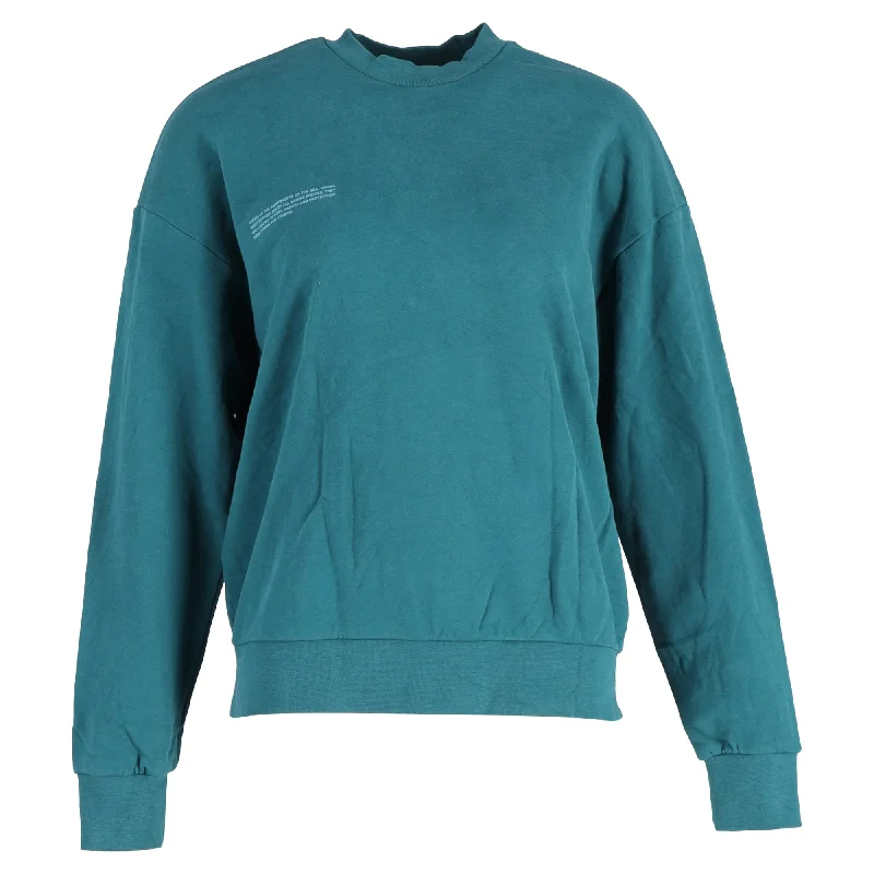 Pangaia 365 Midweight Sweatshirt in Blue Green Cotton Hoodie with Elastic Waist Stretchable Comfortable Pangaia 365 Midweight Sweatshirt in Blue Green Cotton Hoodie with Elastic Waist Stretchable Comfortable