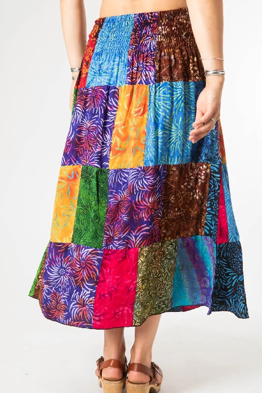 Playful Batik Patchwork Skirt mini skirt trendy