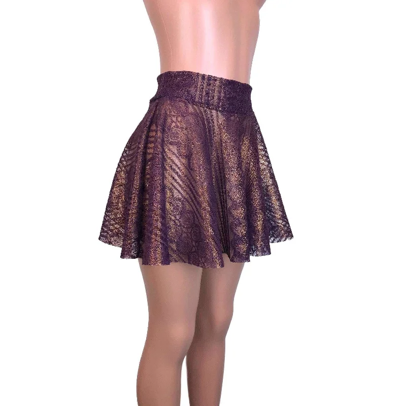 SALE - Skater Skirt - Purple Metallic Lace pleated skirt texture