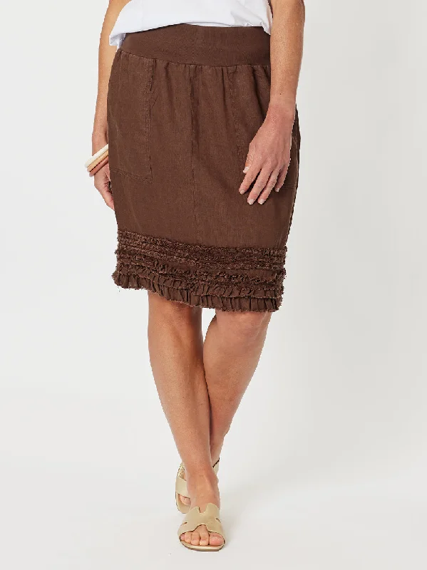 Mimi Linen Ruffle Hem Skirt - Koko floral skirt print