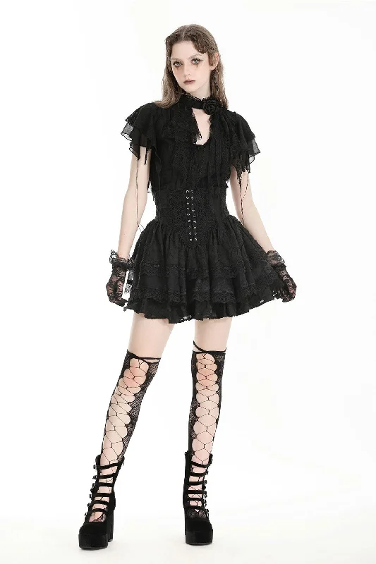 Ruffled Corset Mini Skirt silk skirt smooth