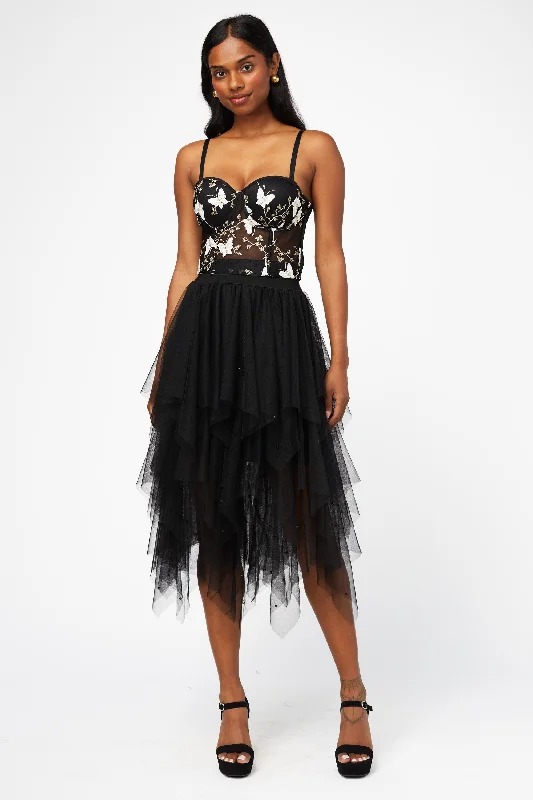 Winslow Pearl Embellished Tulle Midi Skirt linen skirt light