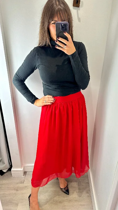 SAINT TROPEZ RACING RED SKIRT lace skirt elegant
