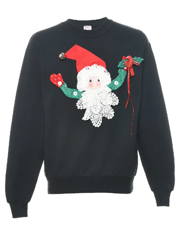Santa Claus  Christmas Sweatshirt - M Hoodie with Drawstring Waist Adjustable Fitted
