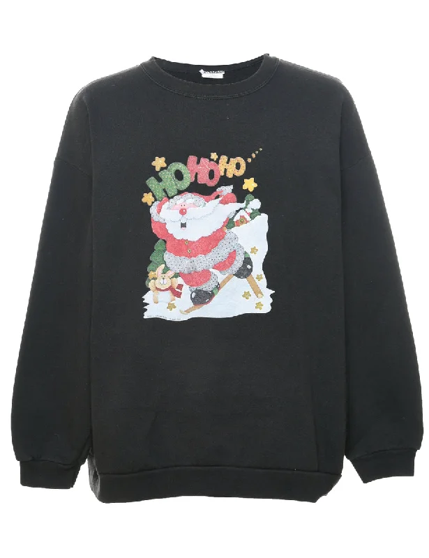 Santa Claus Christmas Sweatshirt - XL Hoodie with Toggle Buttons Decorative Unique