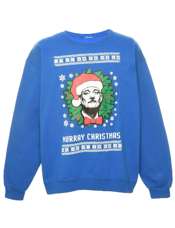 Santa Claus Christmas Sweatshirt - XXL Hoodie with Batwing Sleeves Loose Dramatic