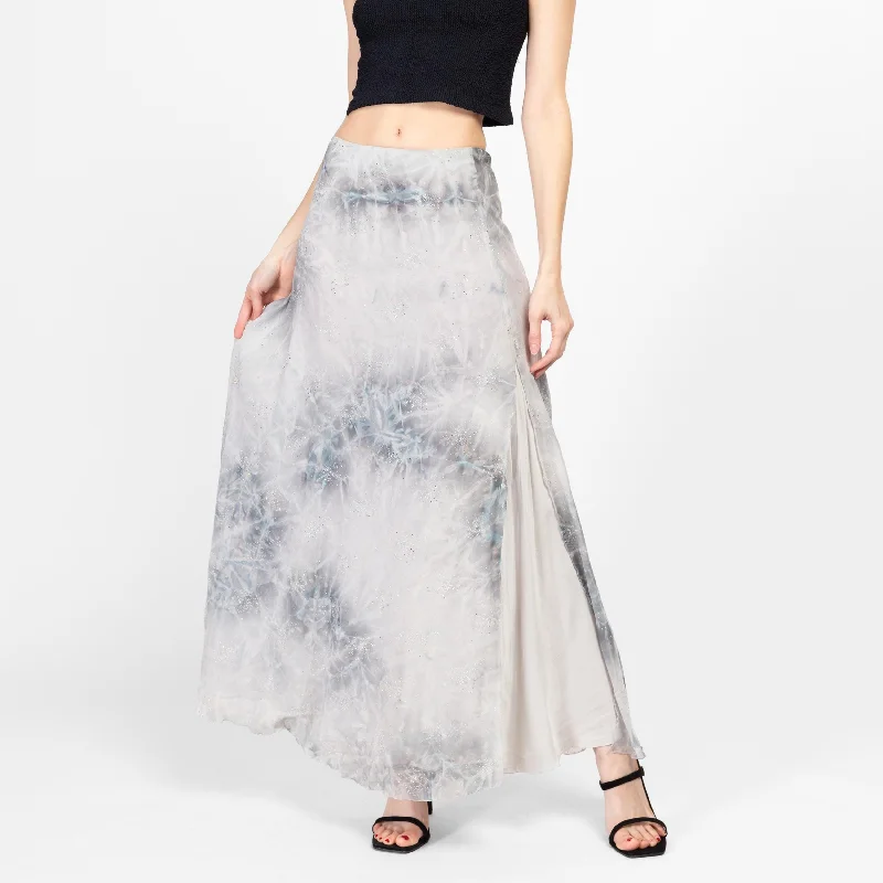 Small Y2K Snow Queen Silk Sparkle Maxi Skirt spandex blend skirt