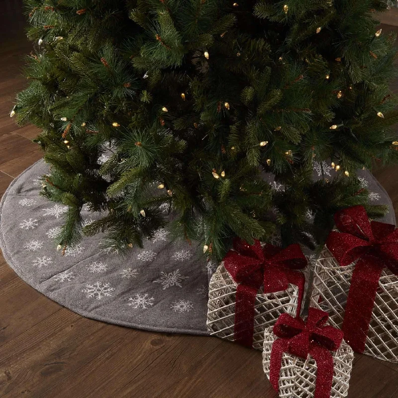 Snowflake Burlap Grey Christmas Tree Skirt 55 VHC Brands cashmere skirt soft