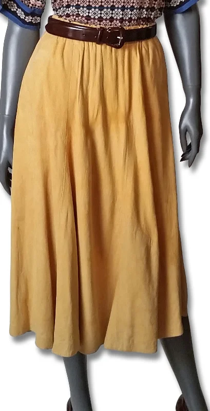 Softest Chamois Gathered Skirt, 1990s cashmere skirt rich