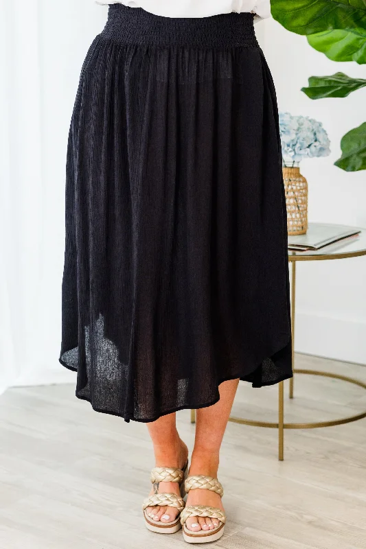 Switching It Up Midi Skirt, Black mini skirt trendy