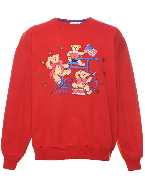 Teddy Bear Print Christmas Sweatshirt - XL Hoodie with Logo Branding Identity