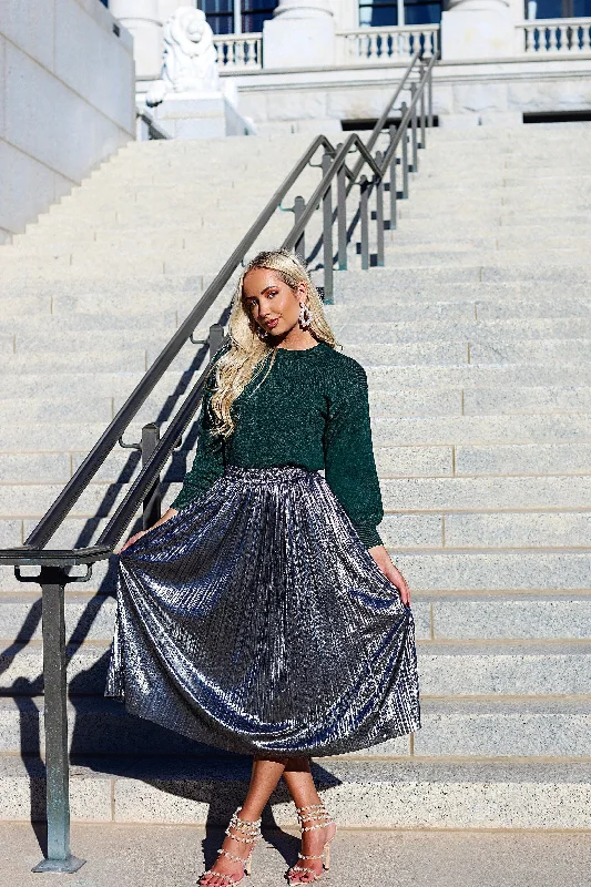 The Star-struck Metallic Skirt high waist skirt