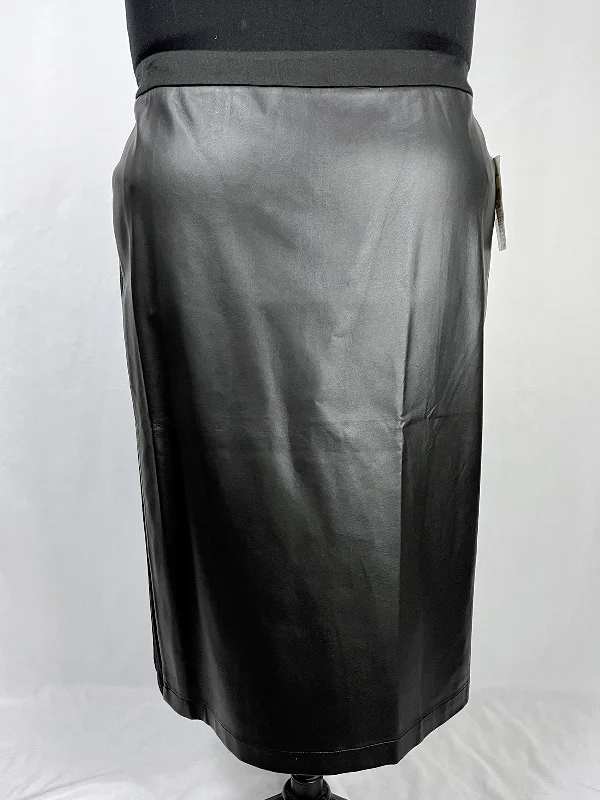 Ulla Popken Size 32 Black Faux Leather Skirt NWT maxi skirt elegant