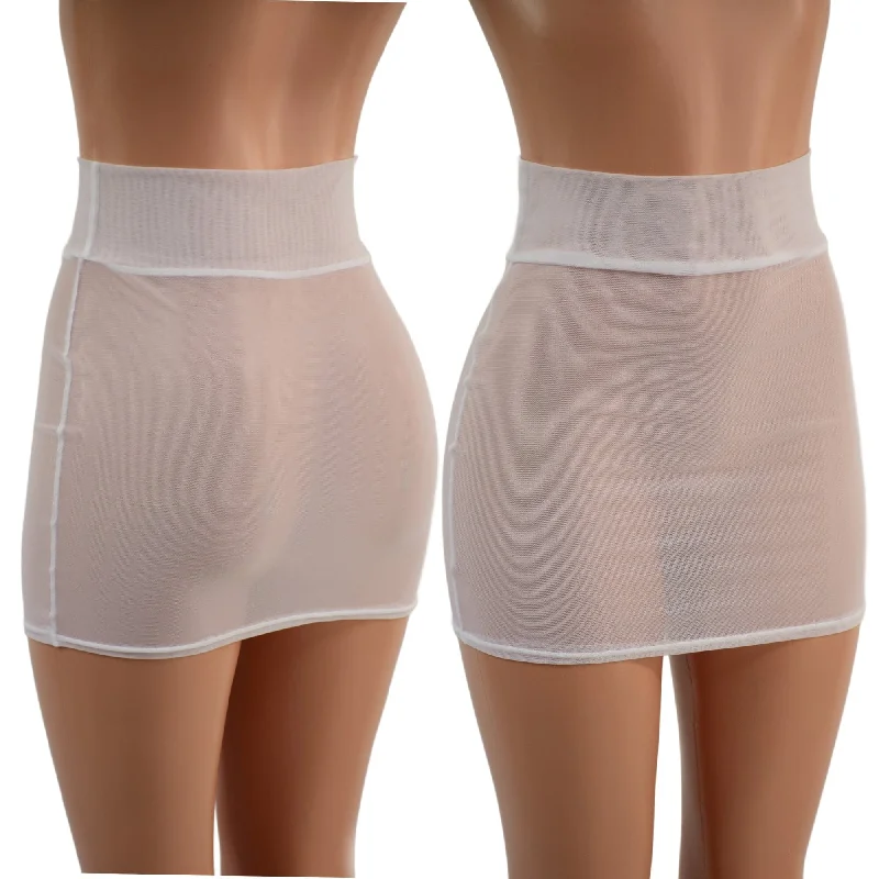 White Mesh Bodycon Skirt denim skirt stylish