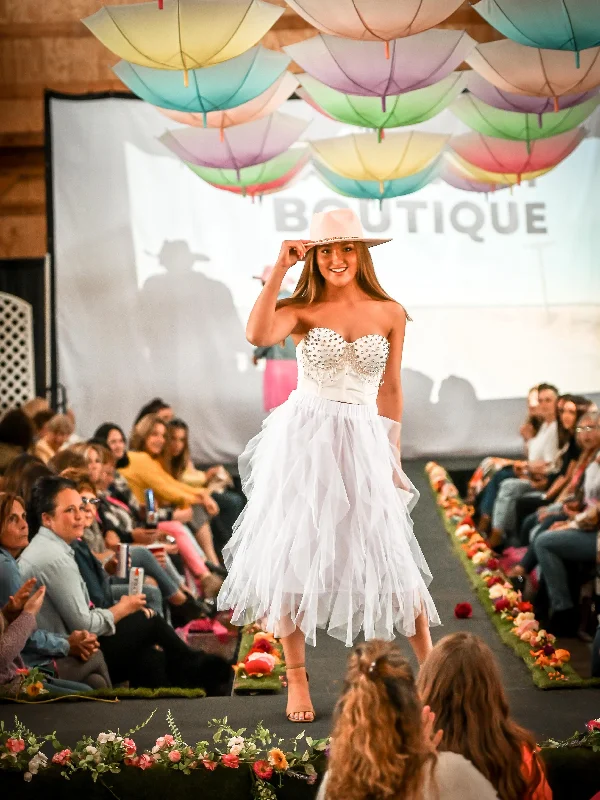 Carrie Bradshaw White Tulle Skirt - Final Sale button skirt front