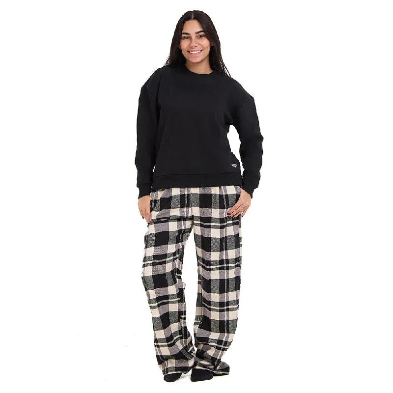 Women Winter Pajama Set Black Hoodie + Black x White Checkered Pants Hoodie with Half-Zip Sporty Casual Women Winter Pajama Set Black Hoodie + Black x White Checkered Pants Hoodie with Half-Zip Sporty Casual