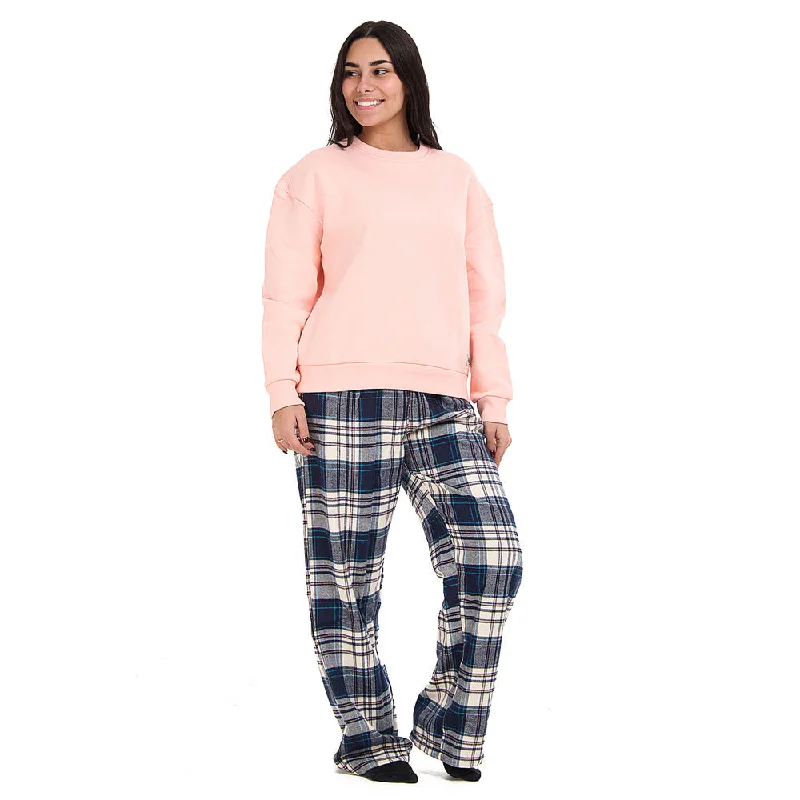Women Winter Pajama Set Rose Sweatshirt +Dark Blue x White checkered Pants Hoodie with Belted Waist Structured Tailored Women Winter Pajama Set Rose Sweatshirt +Dark Blue x White checkered Pants Hoodie with Belted Waist Structured Tailored