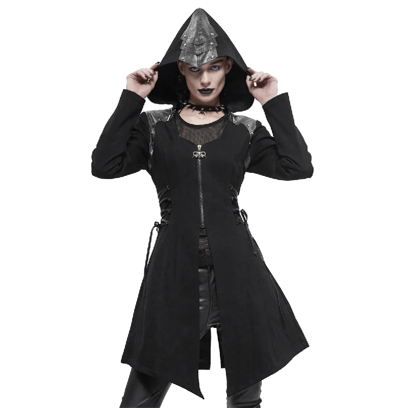 Women's Gothic Long Sleeve Coat With Detachable Hoodie Hoodie with Hem Frayed Vintage Worn Women's Gothic Long Sleeve Coat With Detachable Hoodie Hoodie with Hem Frayed Vintage Worn