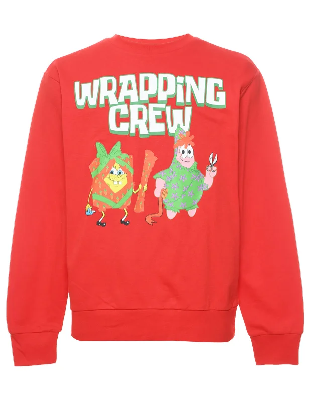Wrapping Crew Christmas Sweatshirt - M Hoodie with Gradient Ombre Colorful