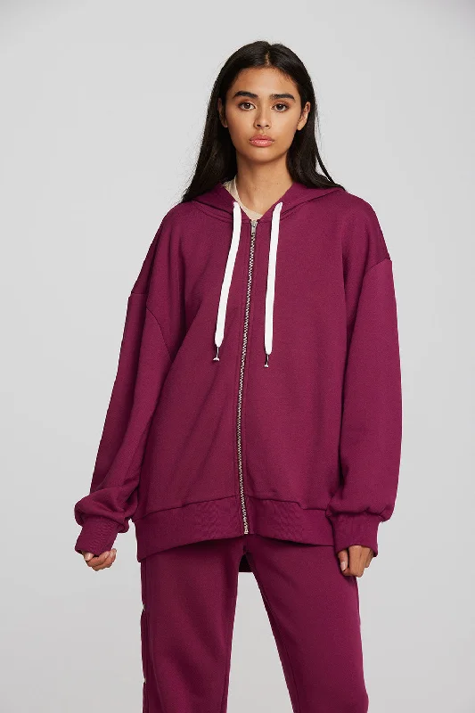 Zuma Cotton Terry Zip Up Hoodie Hoodie with Hem Lace Feminine Delicate
